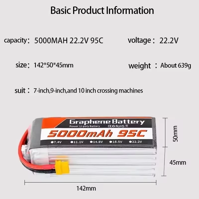 95C 22.2V 6S 5000mAh リポバッテリー。X - 6S Lipo Battery 22.2V 5000Mah のレビューと価格